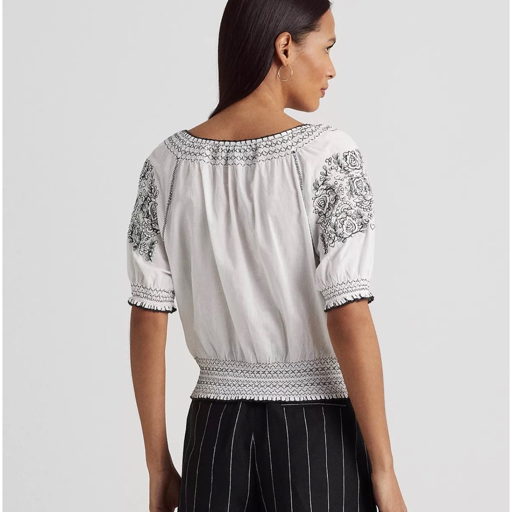 Ralph Lauren Embroidered Cotton Blouse L-XL - Picture 4 of 6